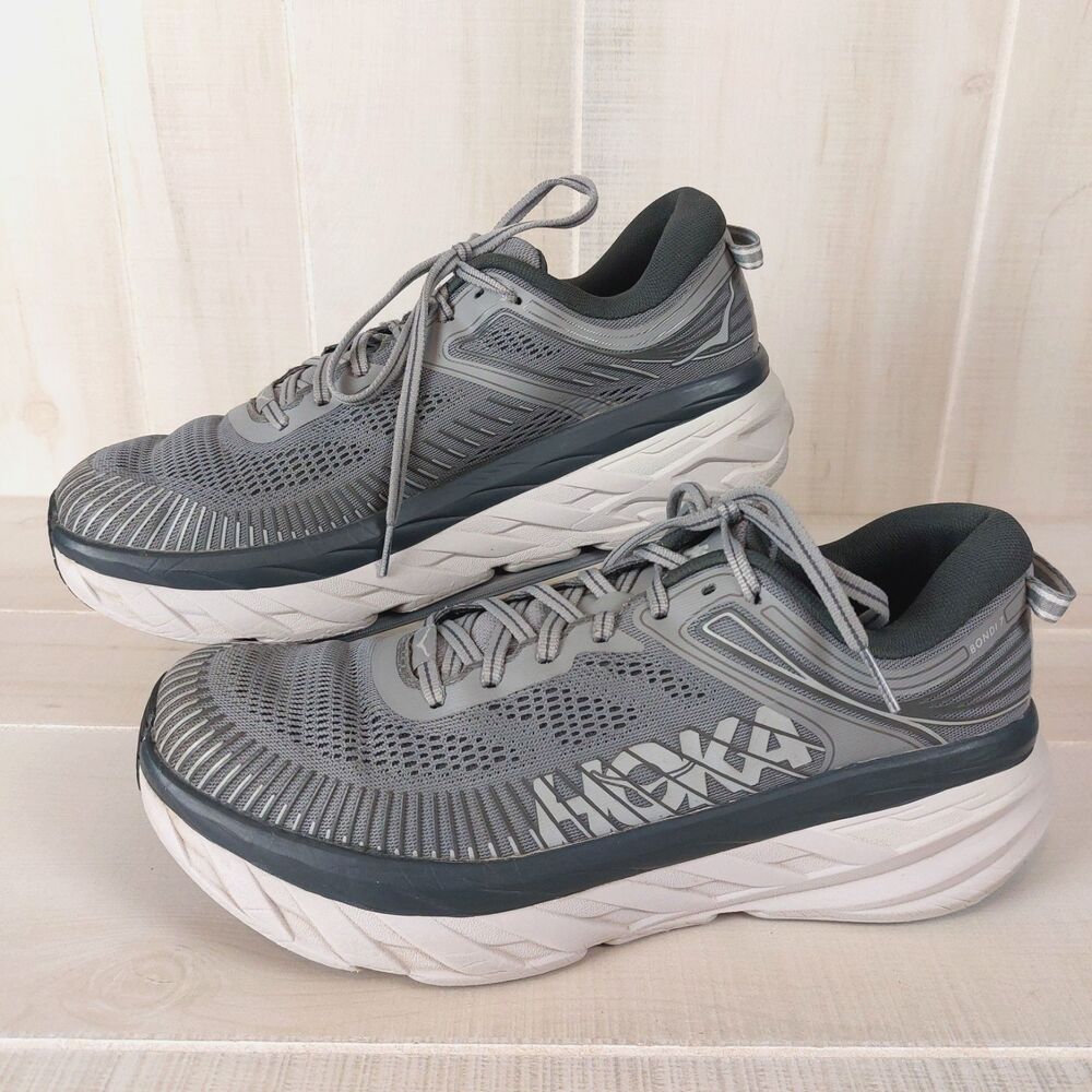 Hoka One One Bondi 7 Running Shoes Men’s Size 9.5 Wild Dove Gray Cushion - Picture 2 of 8